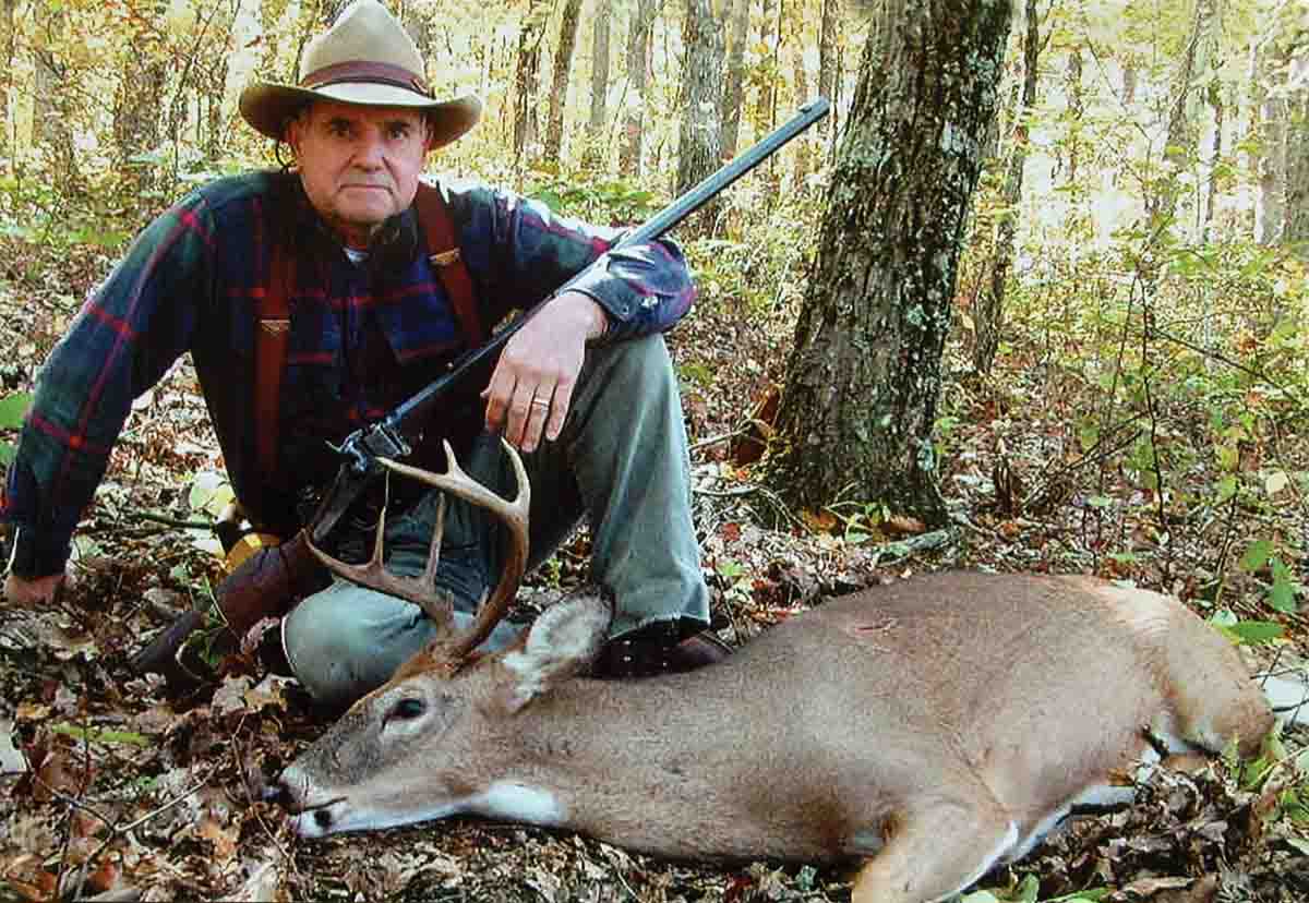 The old Farmingdale .45-110 Sharps has harvested its fair share of big game. This Kentucky whitetail was shot at 50 yards with Harvey’s basic hunting load using the Lyman 457121 flatnose bullet.